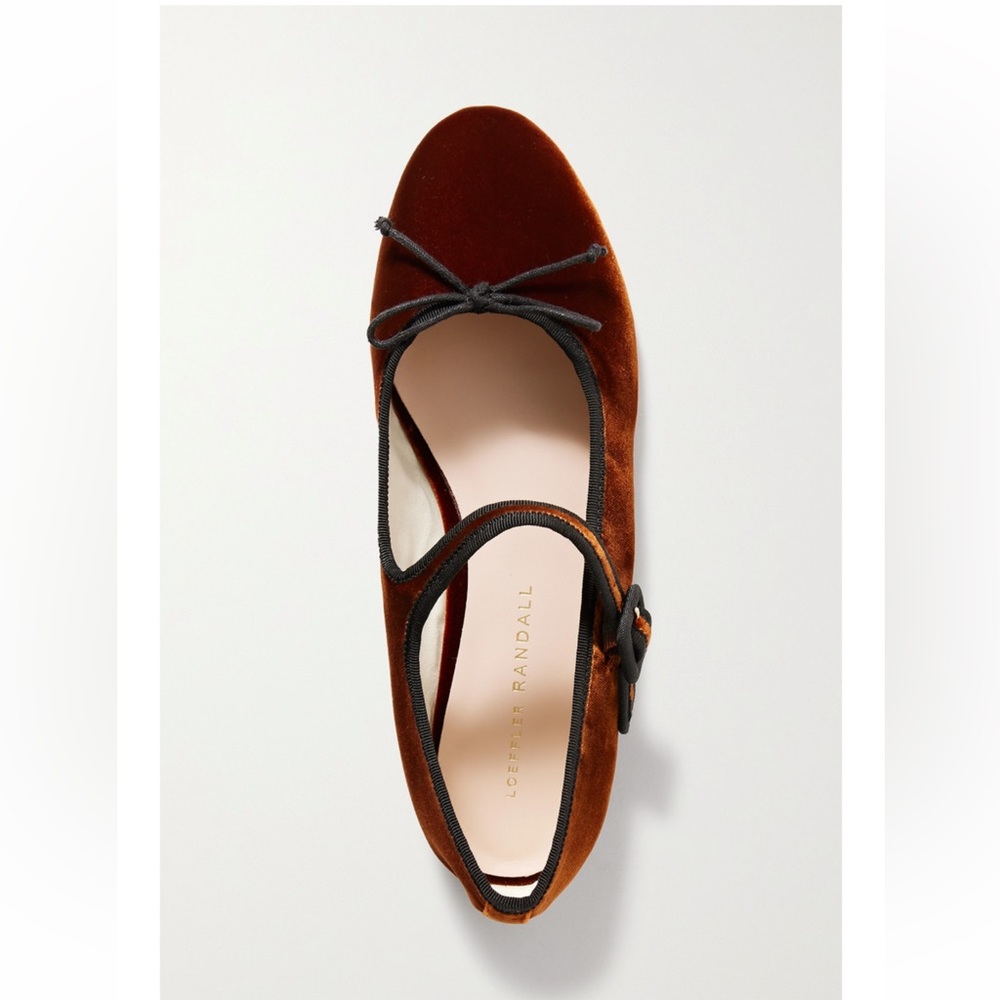 Loeffler Randal Chiara Grossgrain Trimmed Velvet Mary Jane Ballet Flat
